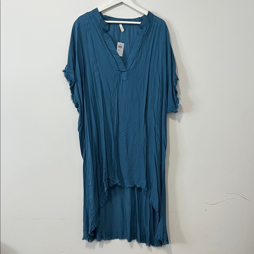 Elan Dark Blue Coverup V-Neck Dress
